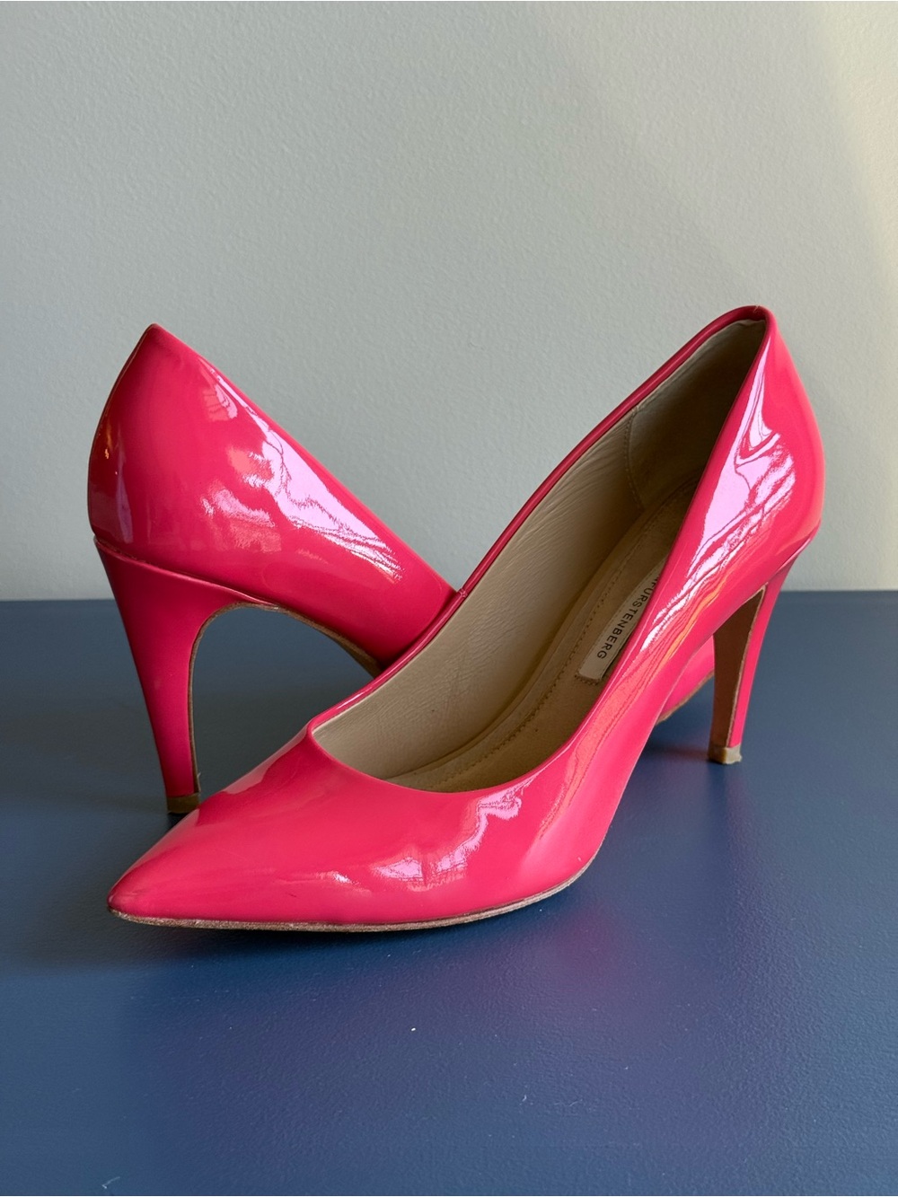 Diane Von Furstenberg Patent Pink Pointed-Toe Pumps